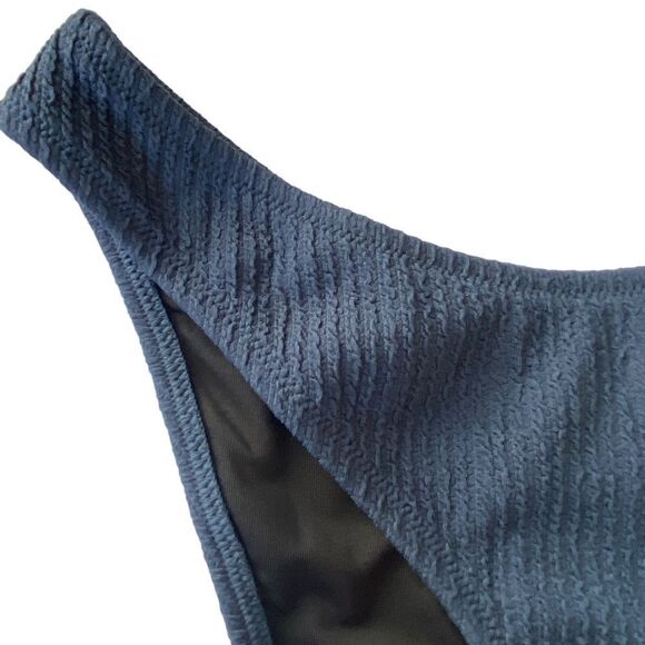J Crew Navy Blue Jacquard Texture Curve Waist Cheeky Bikini Bottom NWT - Picture 7 of 16